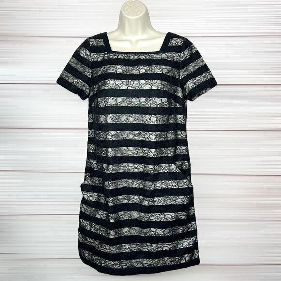 Marc by Marc Jacobs Lucienne Mini Dress Black & White Striped Laces - Picture 3 of 14
